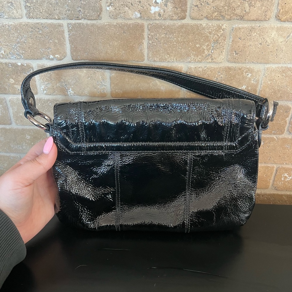 Coach Poppy Lyla Onyx Patent Leather Shoulder Bag - Picture 5 of 10